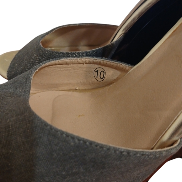 C Label Black and Gray Geometric Heel Cut Out Platform Sandals size 10 - Picture 10 of 11